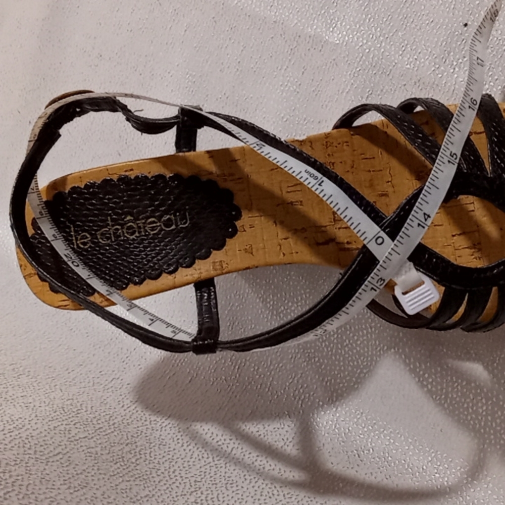 Le Chateau Dark Brown Strappy Wedge Sandals - Picture 8 of 10